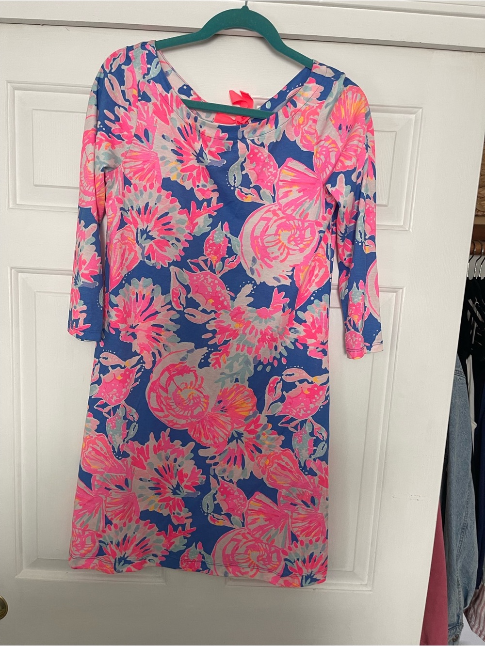 Lilly Pulitzer Navy Shift Dress with Hot Pink Floral Print
